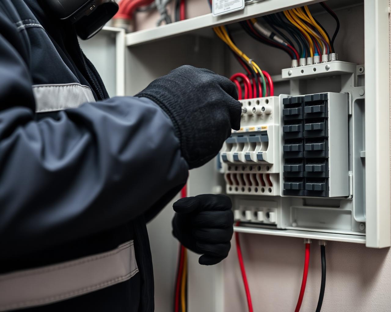 Elektricien werkt aan een groepenkast bij een spoedstoring